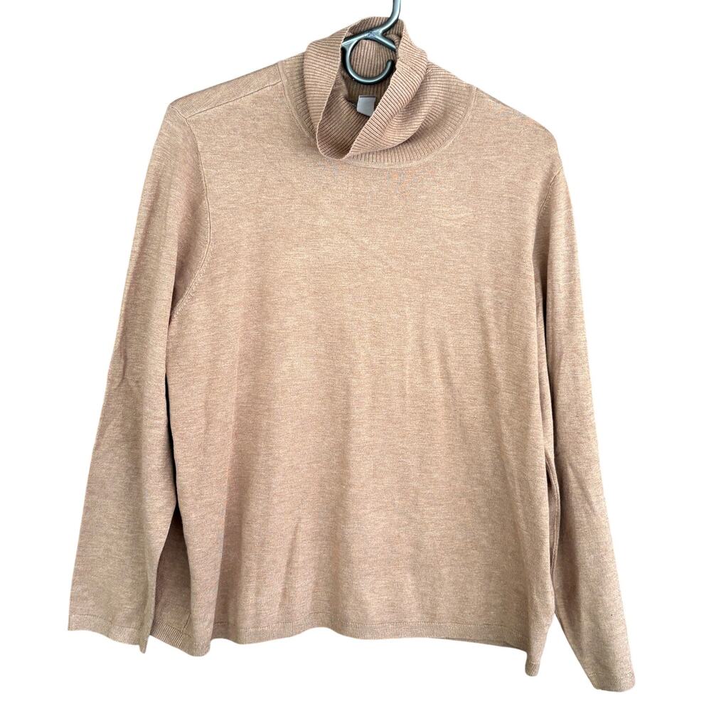 Chico's Turtleneck Sweater L Tan Camel Chicos Mock Neck Capsule Academia Prep